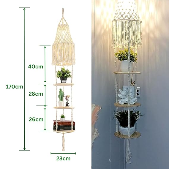 3 Tier Macrame Hanging Lamp For Home - Leechoo